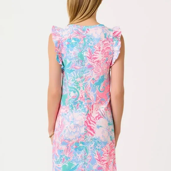 🆕 Lilly Pulitzer LAINA T-SHIRT DRESS 👗 “Blue Peri Viva La Lilly” NWT sz LG - Picture 3 of 10